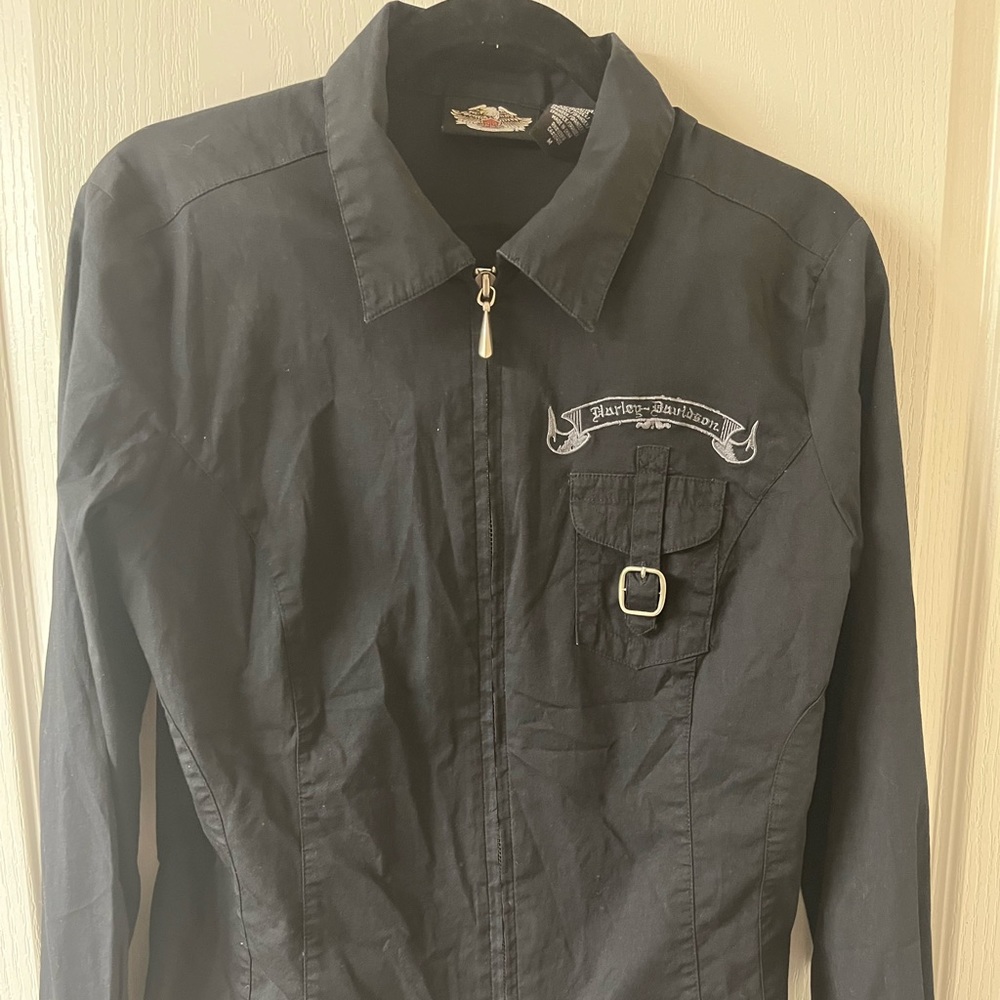Harley-Davidson Women's Shirt Long Sleeve Cycle Queen Medium Black Cotton